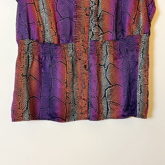 East 5th Satin Snakeskin Stripe Blouse Multicolor Bold Print, Size 1X - Picture 3 of 10